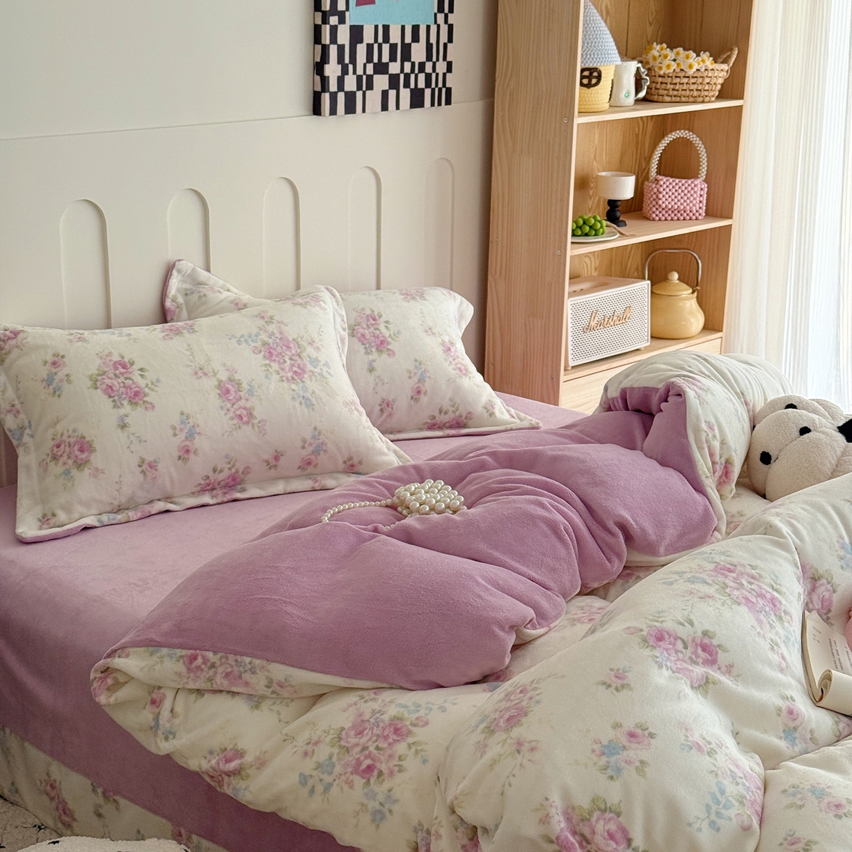 91家纺网 家纺一手货源 找家纺 于果 2025新款牛奶绒印花四件套 沐熙花