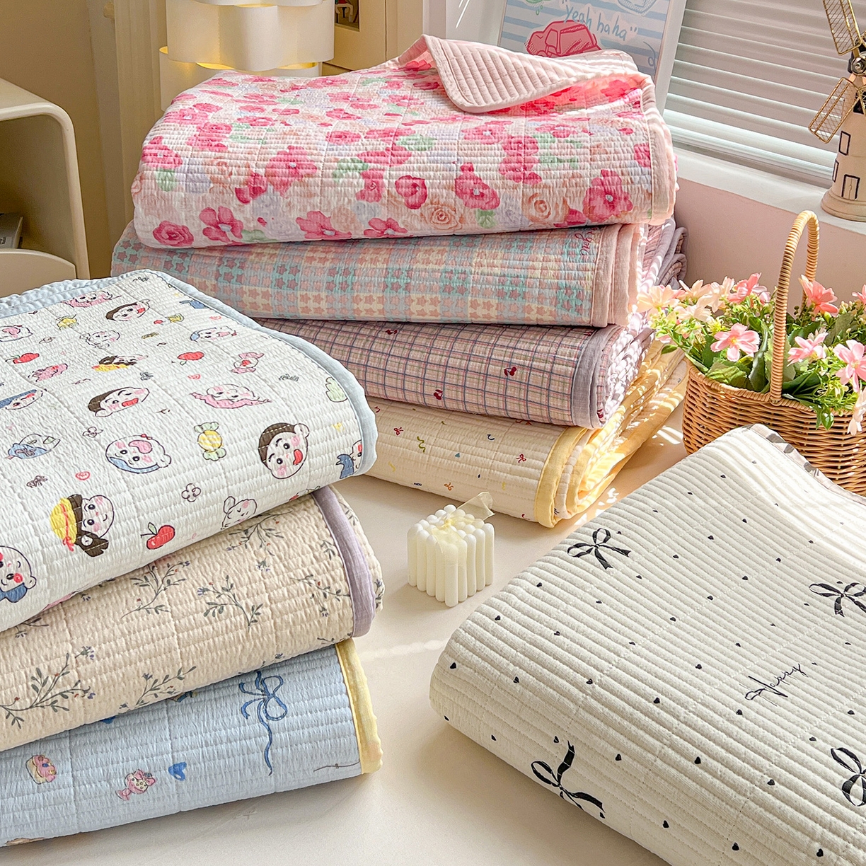 91家纺网 家纺一手货源 找家纺 （总）优选 2025新款木棉印花床盖单品床盖床盖单件床盖三件套