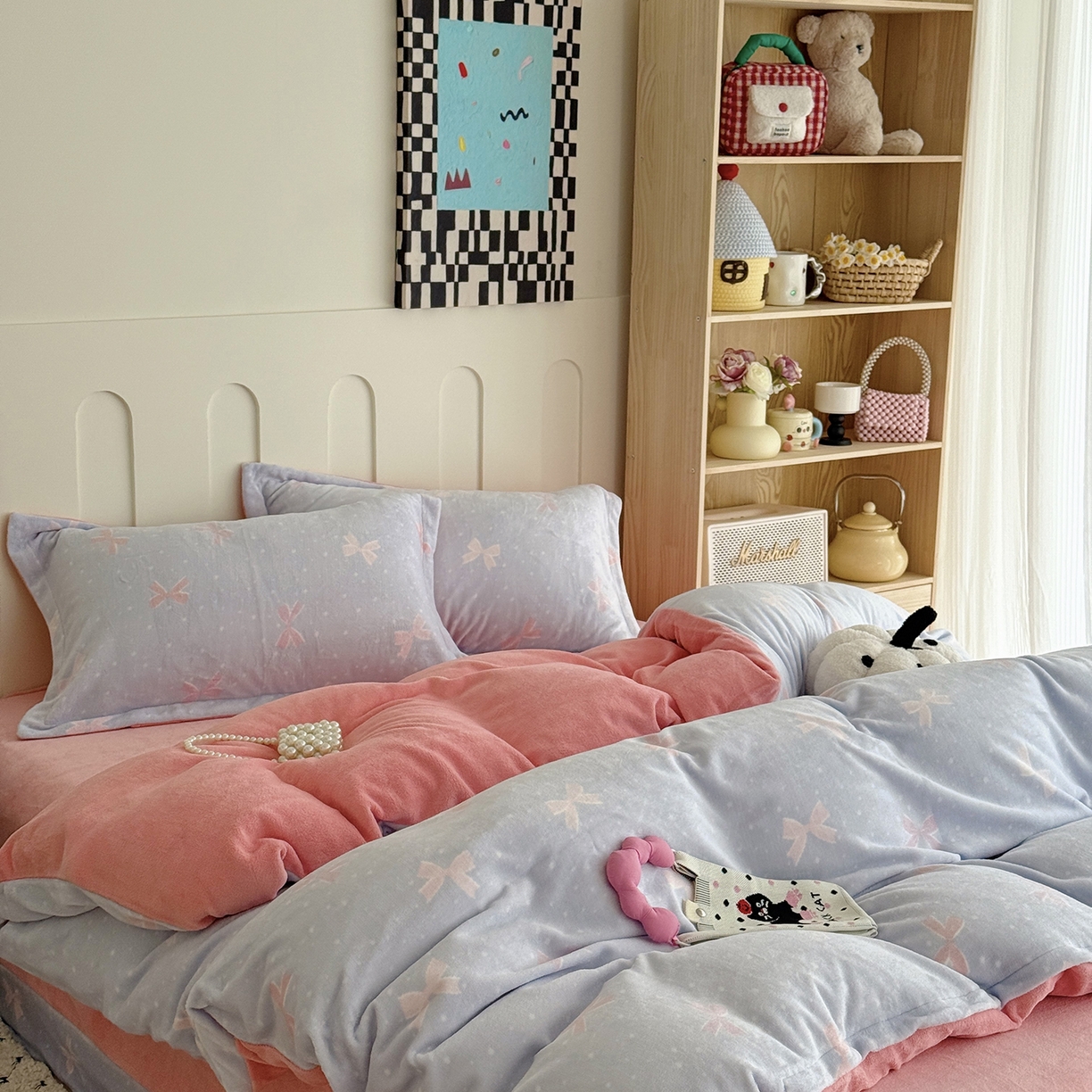 91家纺网 家纺一手货源 找家纺 于果 2025新款牛奶绒印花四件套 星光蝶影