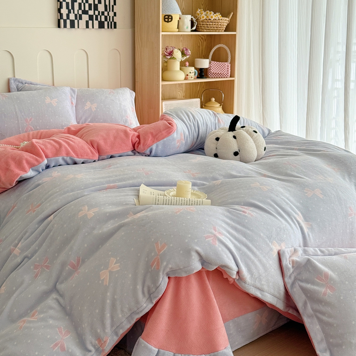 91家纺网 家纺一手货源 找家纺 于果 2025新款牛奶绒印花四件套 星光蝶影