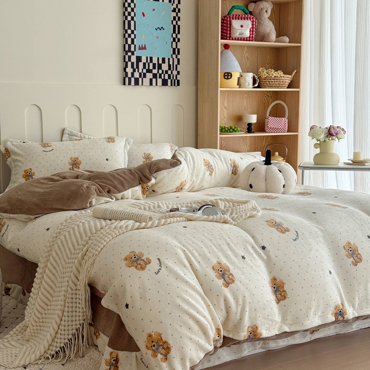 91家纺网 家纺一手货源 找家纺 于果 2025新款牛奶绒印花四件套 星空熊仔