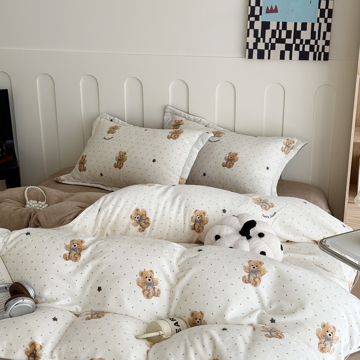 91家纺网 家纺一手货源 找家纺 于果 2025新款牛奶绒印花四件套 星空熊仔