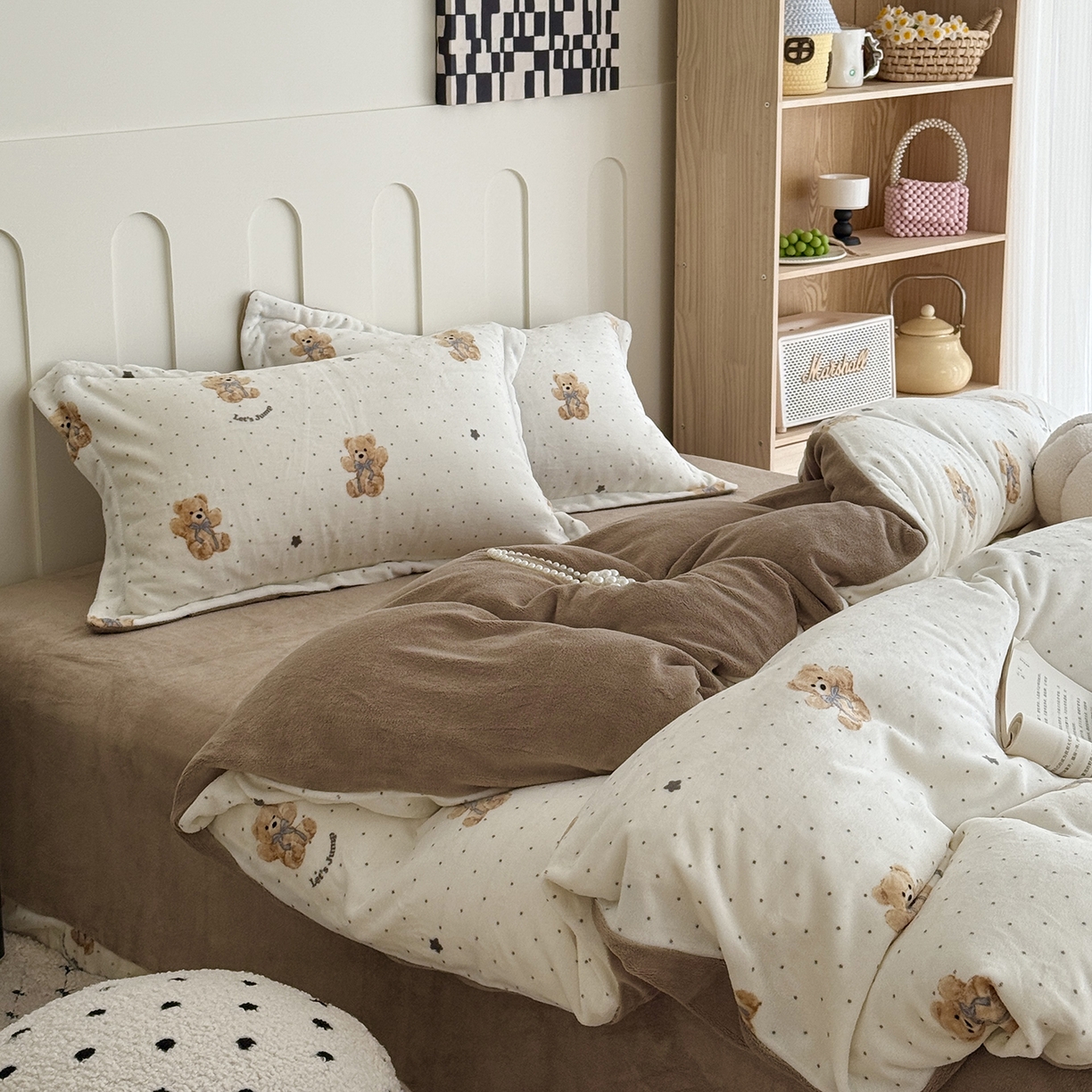 91家纺网 家纺一手货源 找家纺 于果 2025新款牛奶绒印花四件套 星空熊仔