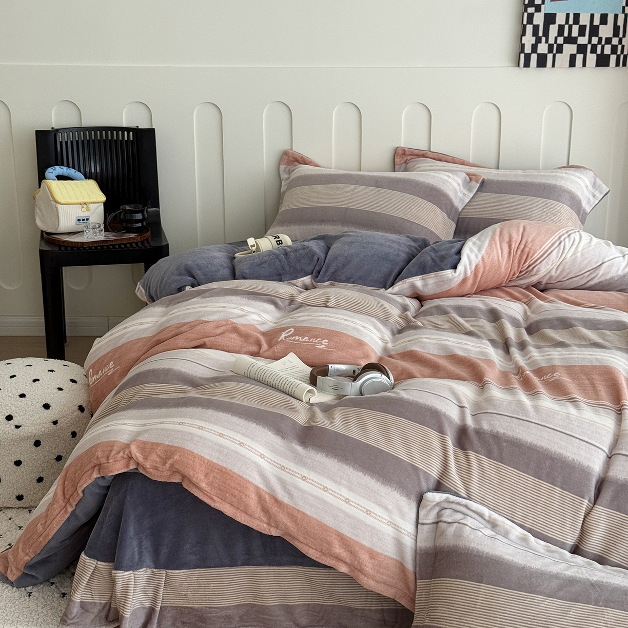 于果 2025新款牛奶绒印花四件套 英俊之旅-橙