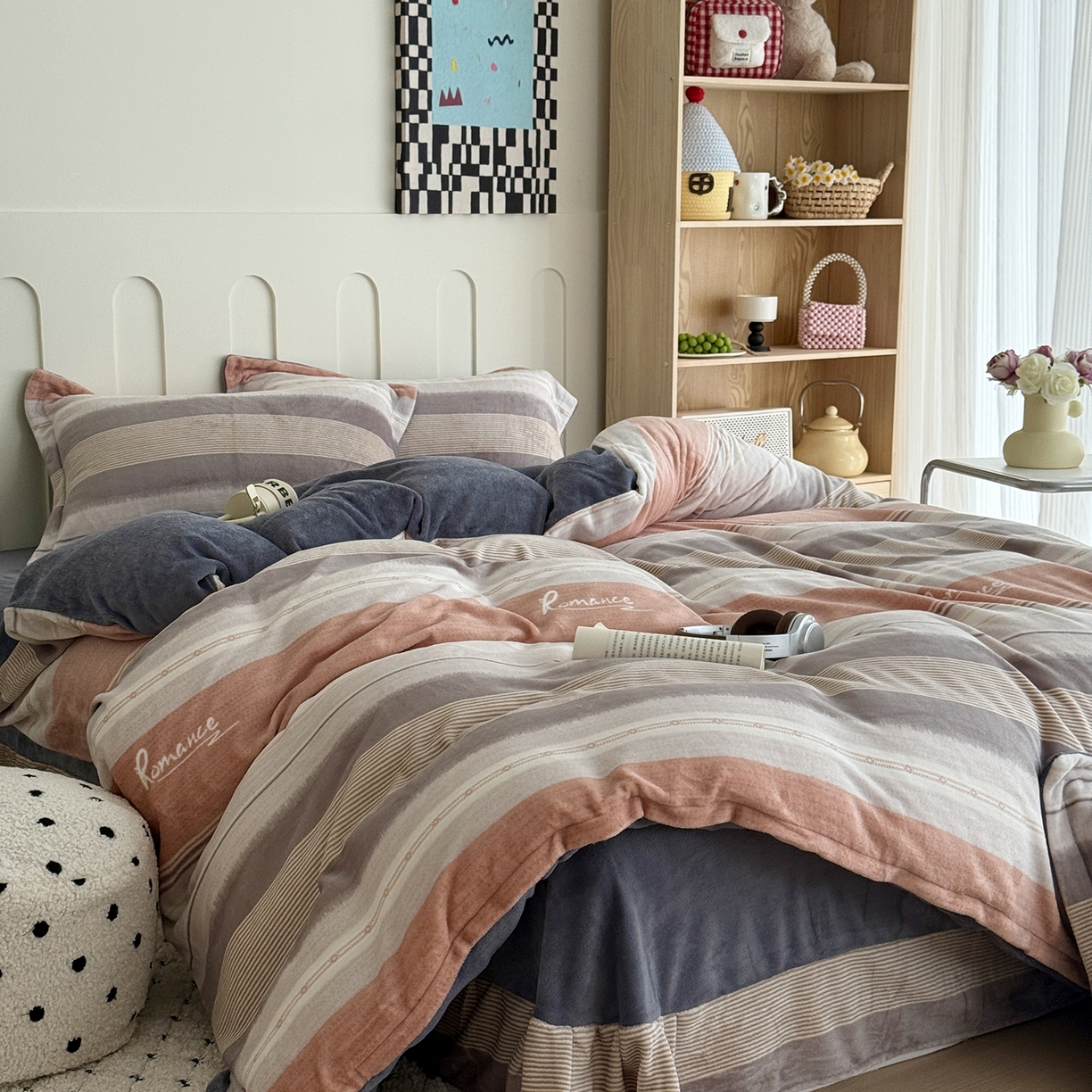 91家纺网 家纺一手货源 找家纺 于果 2025新款牛奶绒印花四件套 英俊之旅-橙