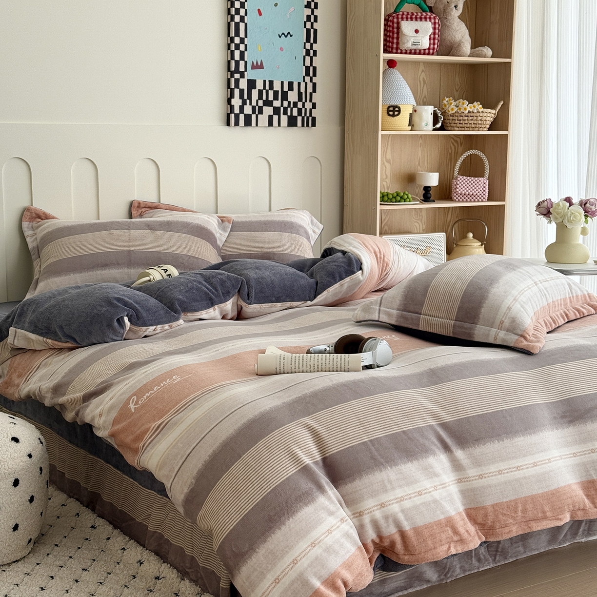 91家纺网 家纺一手货源 找家纺 于果 2025新款牛奶绒印花四件套 英俊之旅-橙