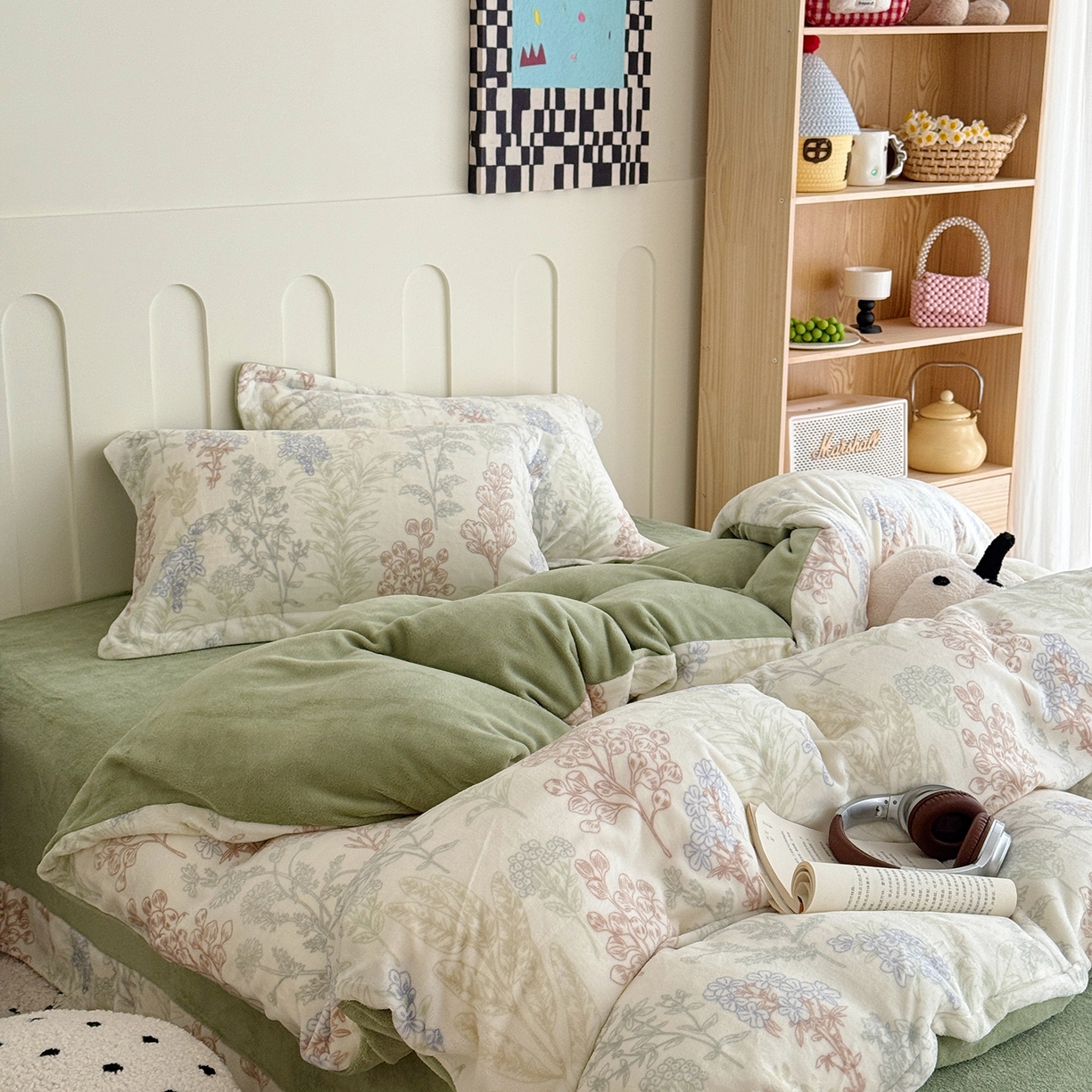 91家纺网 家纺一手货源 找家纺 于果 2025新款牛奶绒印花四件套 幽兰花谷