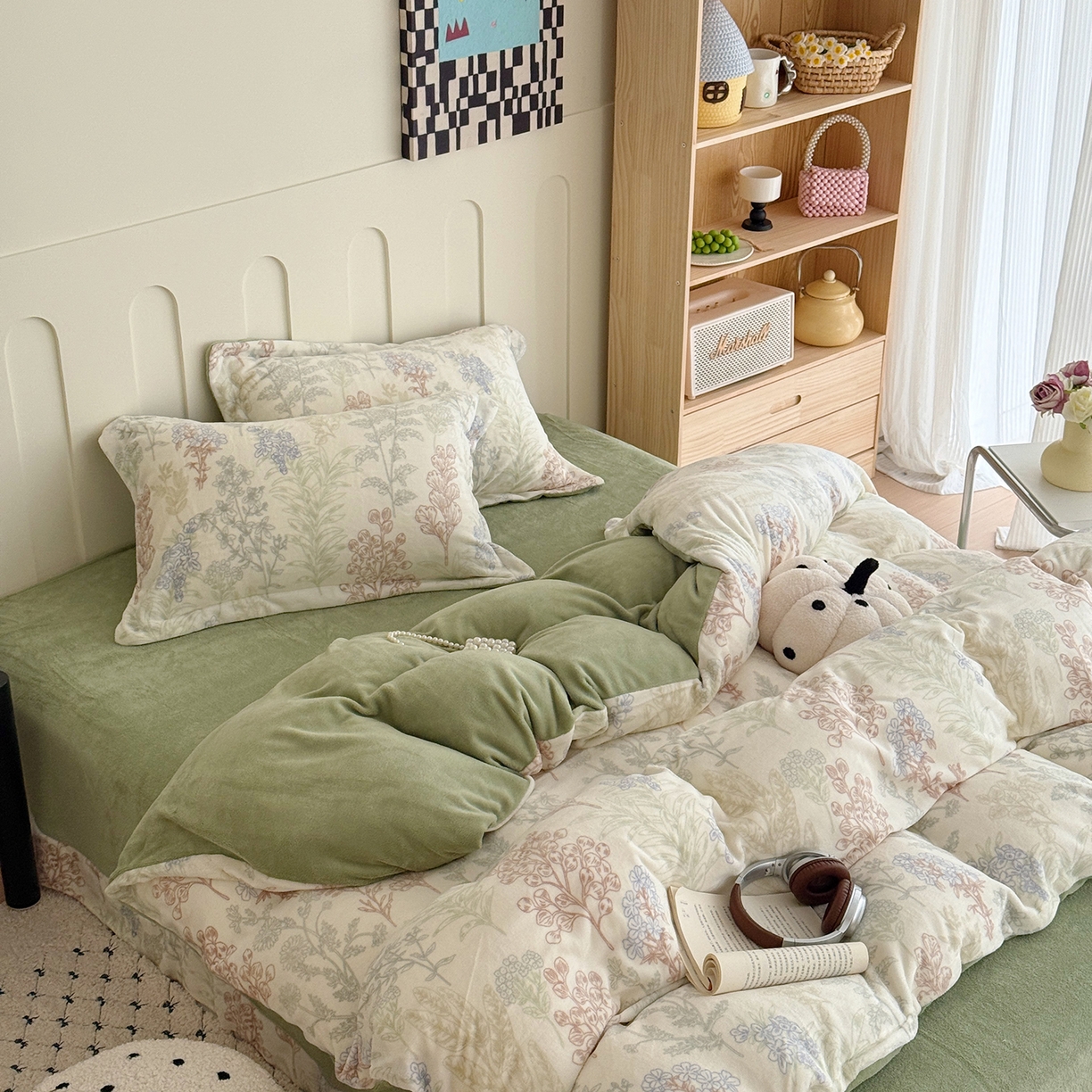 91家纺网 家纺一手货源 找家纺 于果 2025新款牛奶绒印花四件套 幽兰花谷