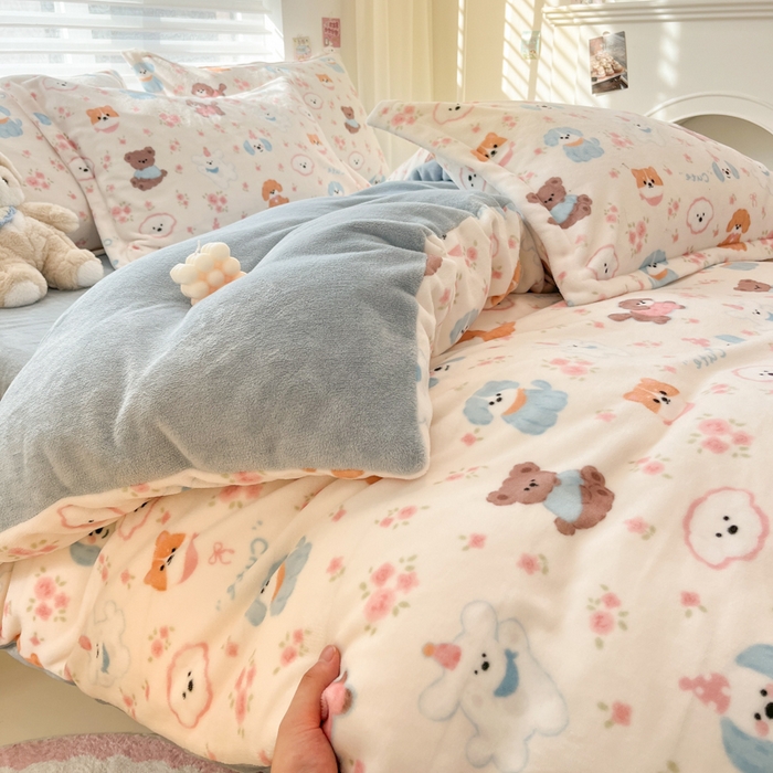 91家纺网 家纺一手货源 找家纺 慕尚家纺 2025新款田园花卉类印花牛奶绒高克重单被套 图图狗