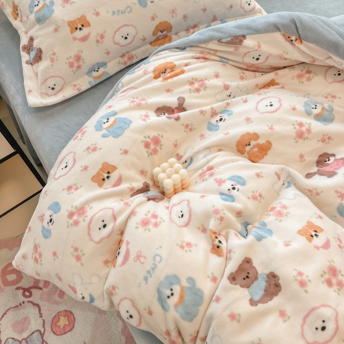 91家纺网 家纺一手货源 找家纺 慕尚家纺 2025新款田园花卉类印花牛奶绒高克重单被套 图图狗