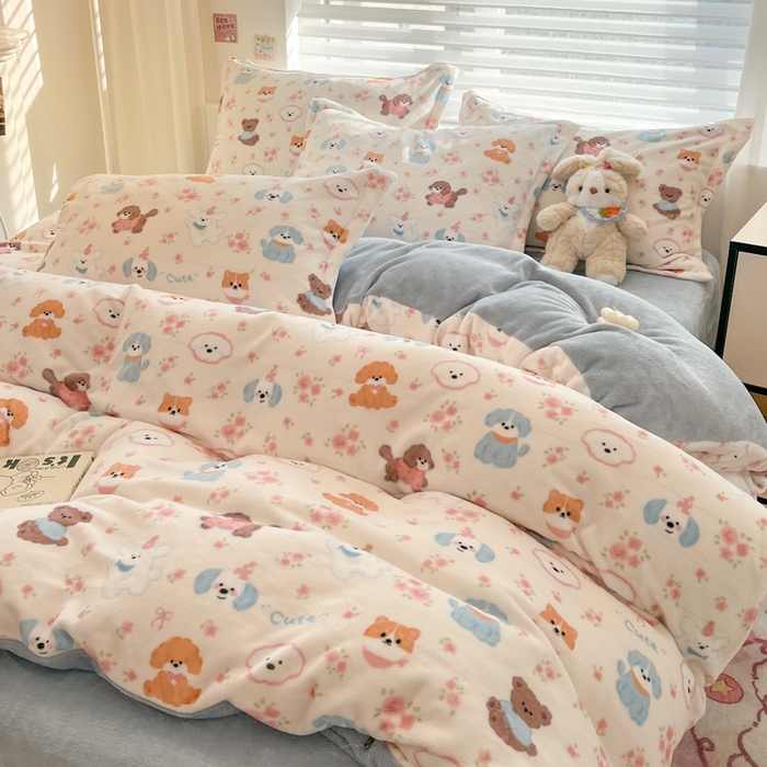 91家纺网 家纺一手货源 找家纺 慕尚家纺 2025新款田园花卉类印花牛奶绒高克重单被套 图图狗