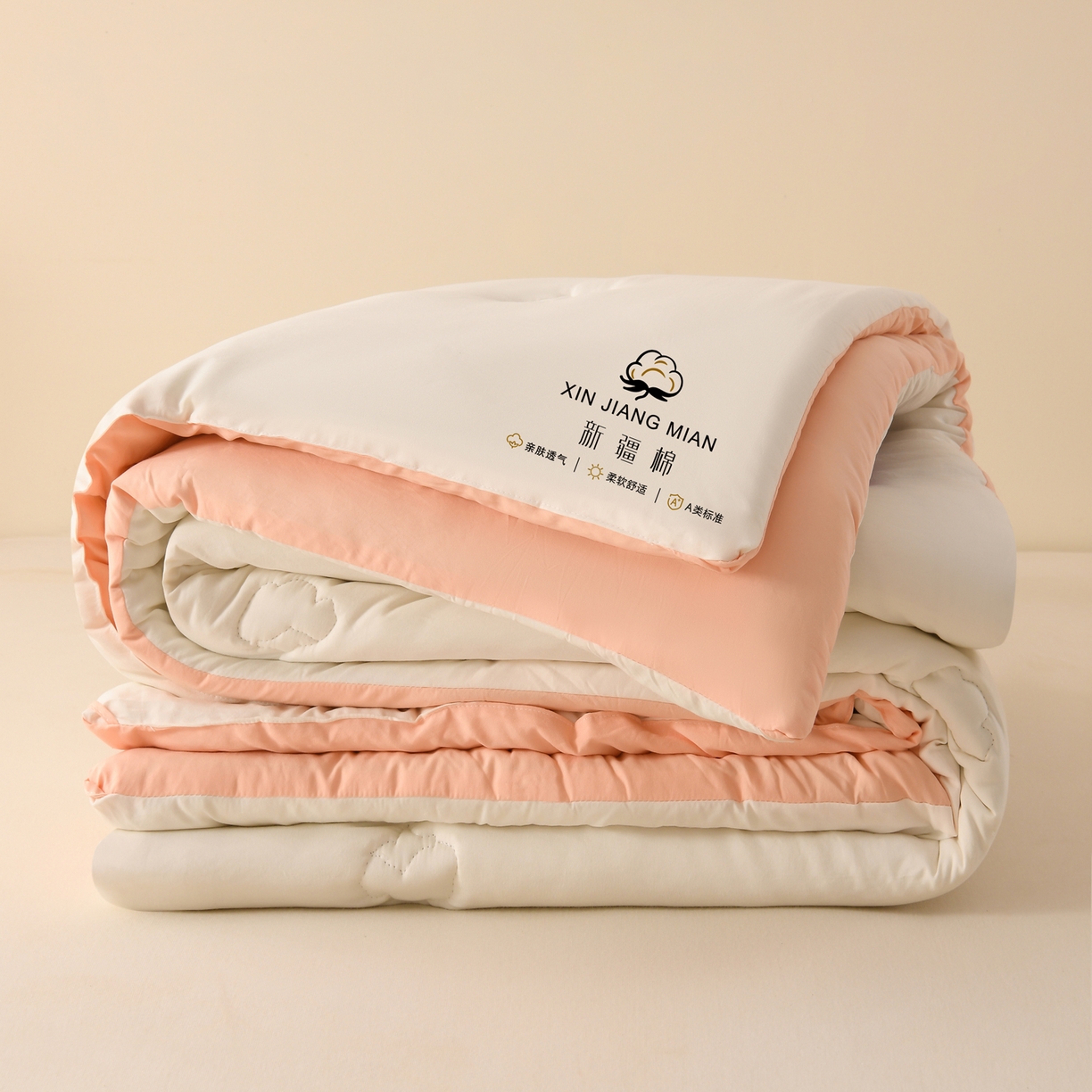 91家纺网 家纺一手货源 找家纺 锦逸家居 2025新款亲肤舒适水洗棉新疆棉花被被子被芯 白粉