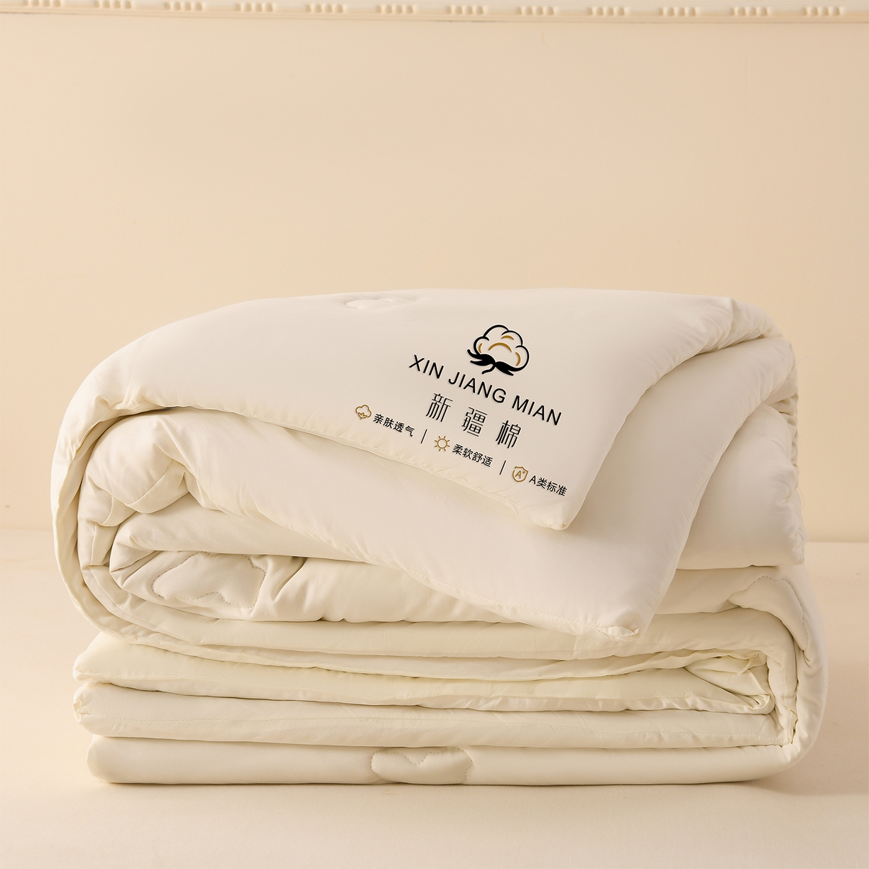 91家纺网 家纺一手货源 找家纺 锦逸家居 2025新款亲肤舒适水洗棉新疆棉花被被子被芯 奶白