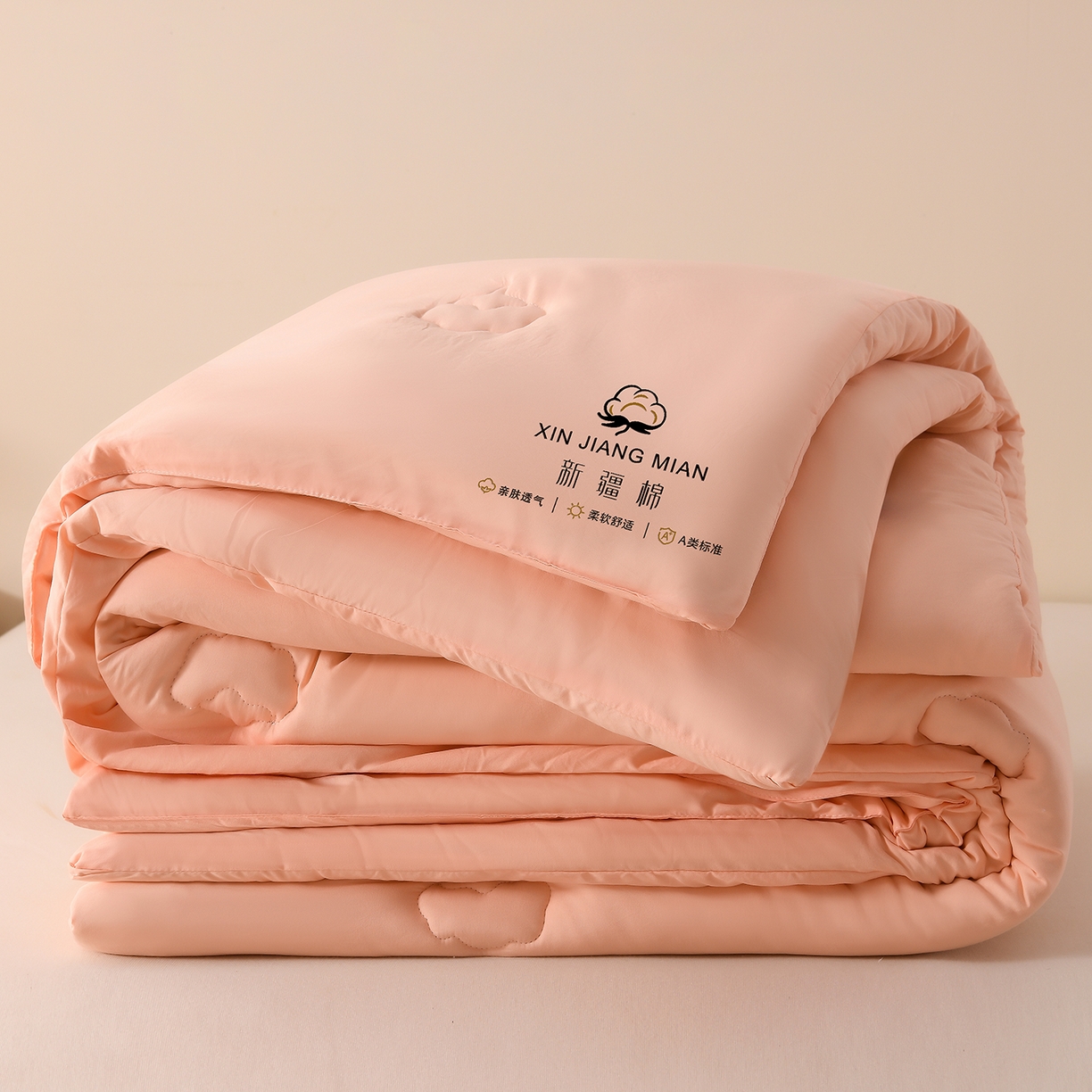91家纺网 家纺一手货源 找家纺 锦逸家居 2025新款亲肤舒适水洗棉新疆棉花被被子被芯 少女粉