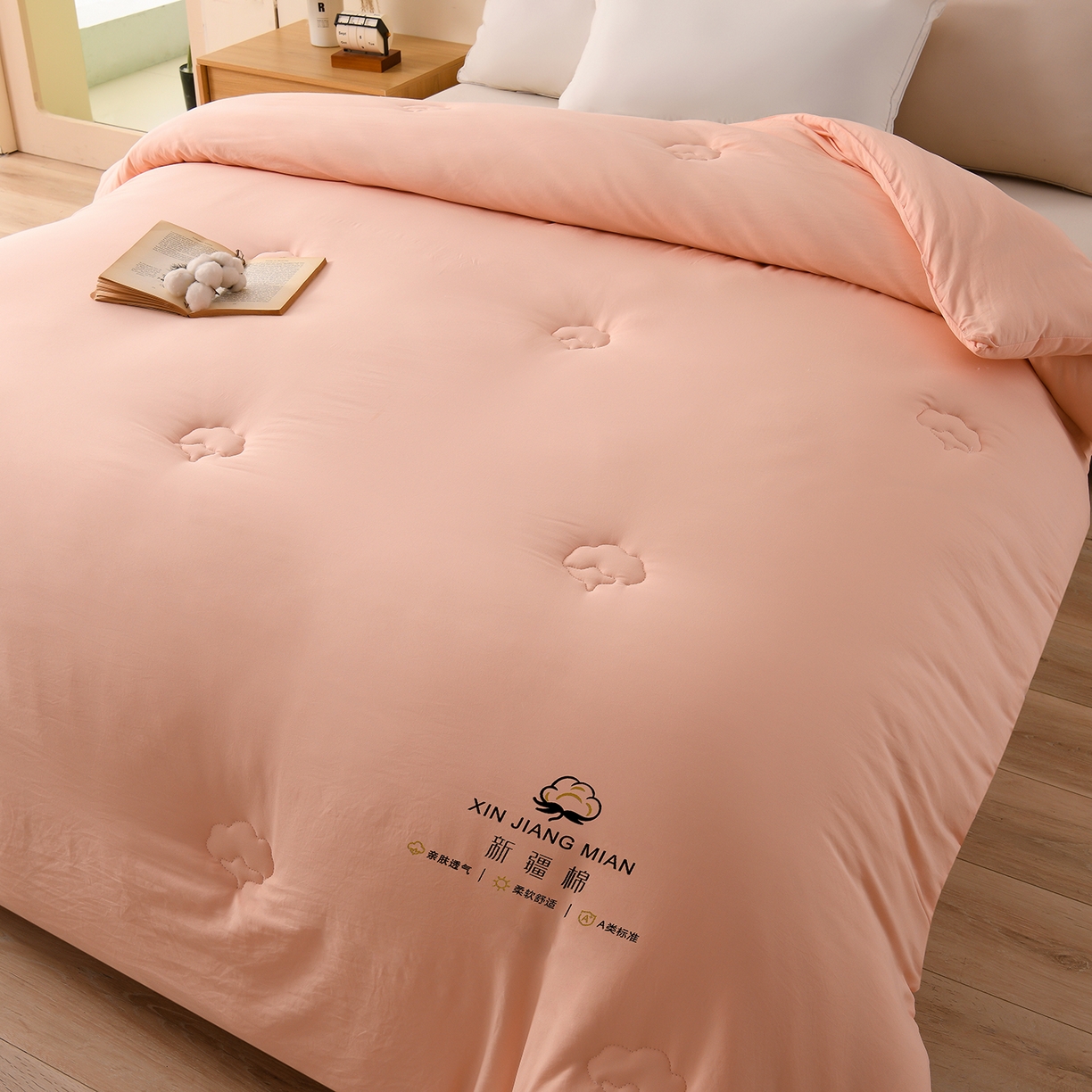 91家纺网 家纺一手货源 找家纺 锦逸家居 2025新款亲肤舒适水洗棉新疆棉花被被子被芯 少女粉