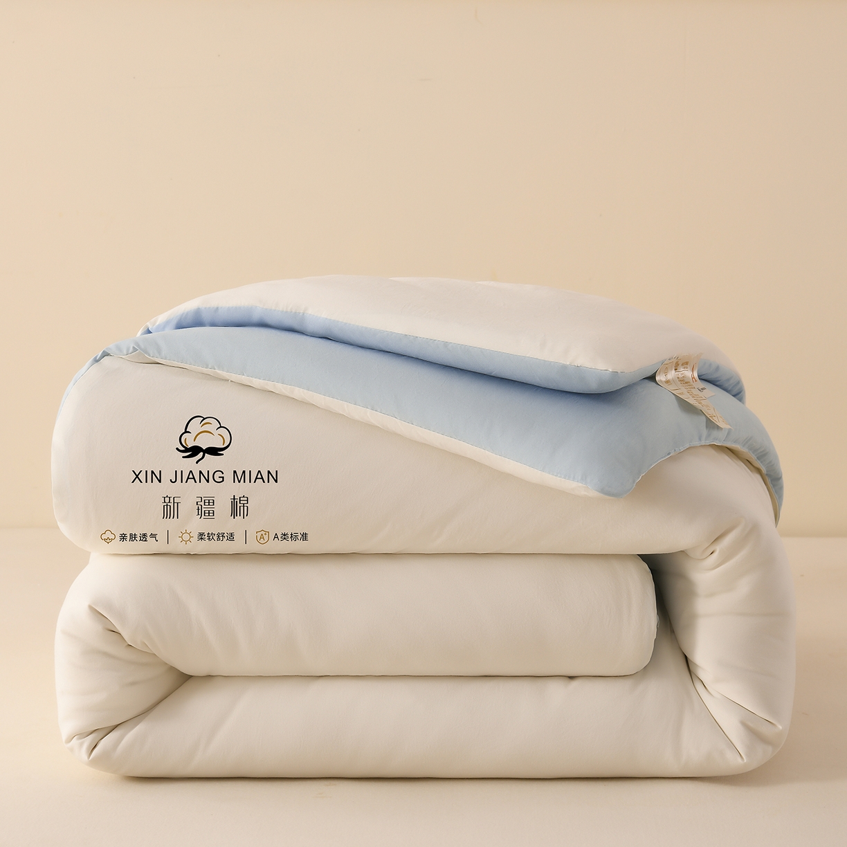 锦逸家居 2025新款亲肤舒适水洗棉新疆棉花被被子被芯 白蓝