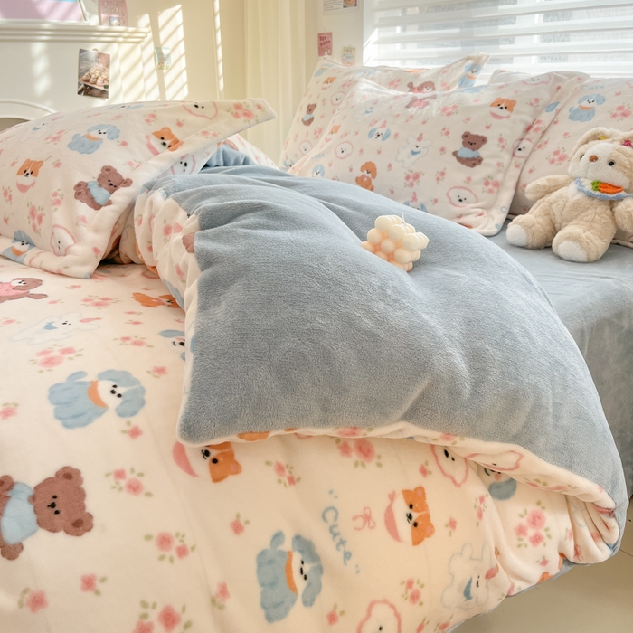 慕尚家纺 2025新款高克重田园花卉类加厚牛奶绒3.5kg四件套 图图狗