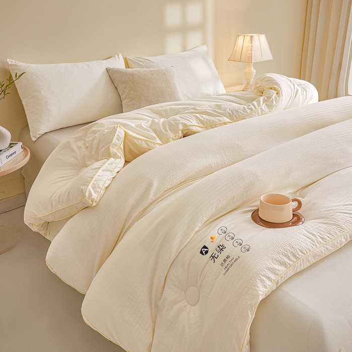 91家纺网 家纺一手货源 找家纺 森璐家纺 2025新款无染水洗棉大豆被被子被芯 无染-白色