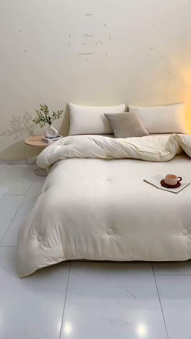 91家纺网 家纺一手货源 找家纺 森璐家纺 2025新款无染水洗棉大豆被被子被芯 无染-白色