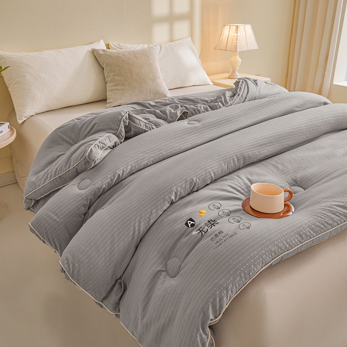 91家纺网 家纺一手货源 找家纺 森璐家纺 2025新款无染水洗棉大豆被被子被芯 无染-灰色