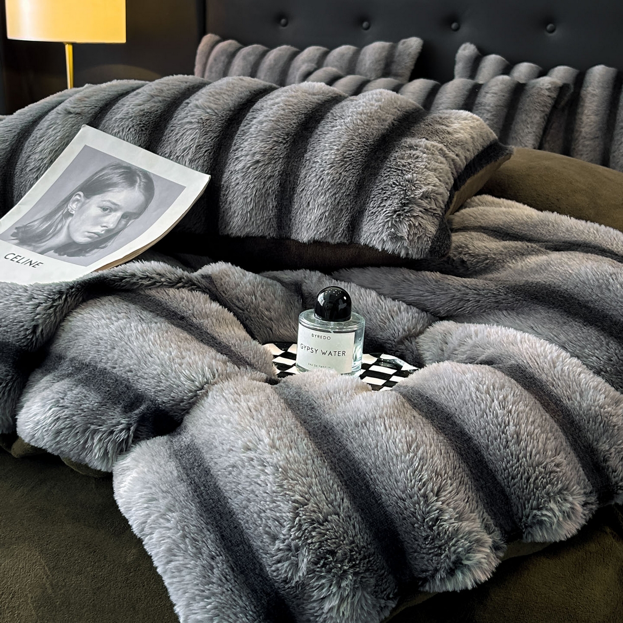 91家纺网 家纺一手货源 找家纺 （总）丝印良品 2025新款条纹兔毛绒牛奶绒四件套