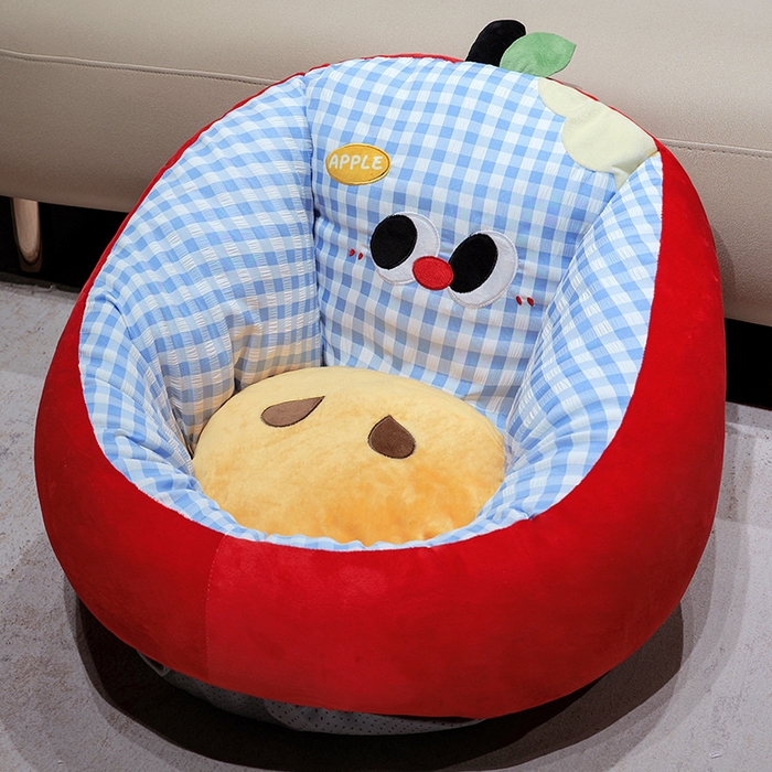 仟亿莱 2025新款大眼苹果格子半包围蒲团坐垫 半包围蓝格红苹果