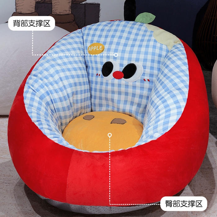 91家纺网 家纺一手货源 找家纺 仟亿莱 2025新款大眼苹果格子半包围蒲团坐垫 半包围蓝格红苹果