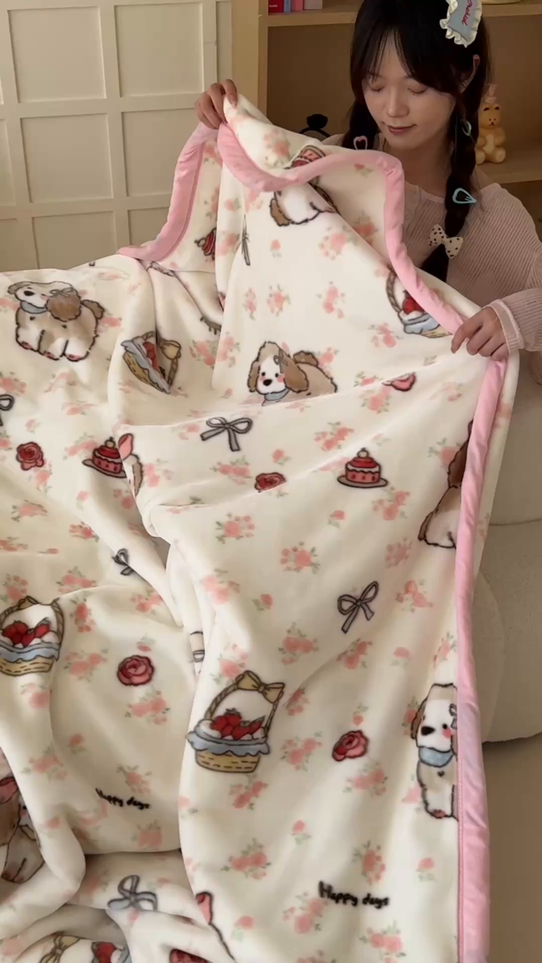 91家纺网 家纺一手货源 找家纺 舒隅家纺 2025新款双层印花云毯毛毯毯子 玫瑰庄园