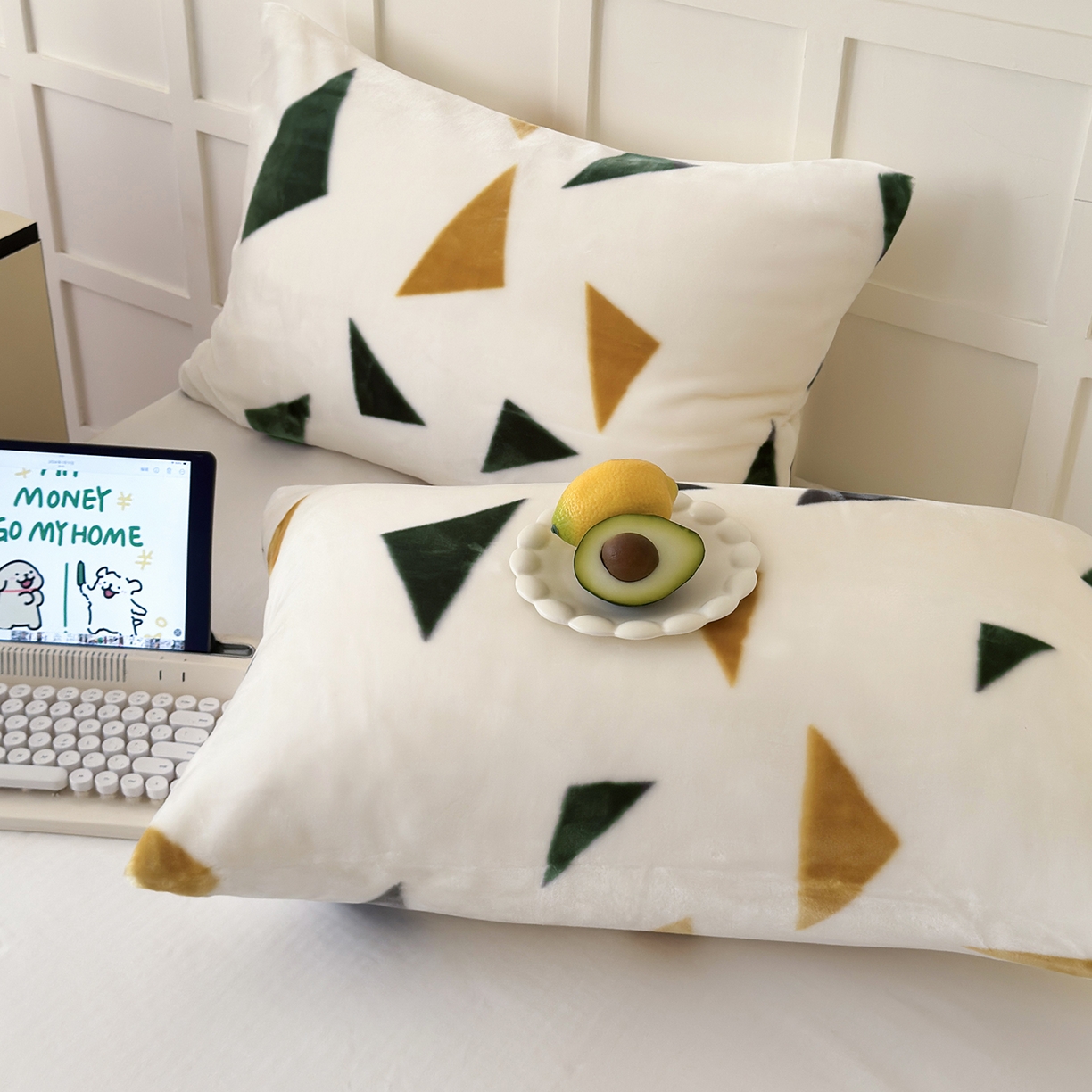 91家纺网 家纺一手货源 找家纺 舒隅家纺 2025新款双层印花云毯毛毯毯子 米三角