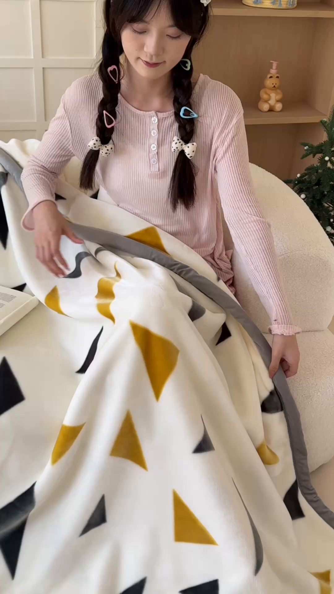 91家纺网 家纺一手货源 找家纺 舒隅家纺 2025新款双层印花云毯毛毯毯子 米三角