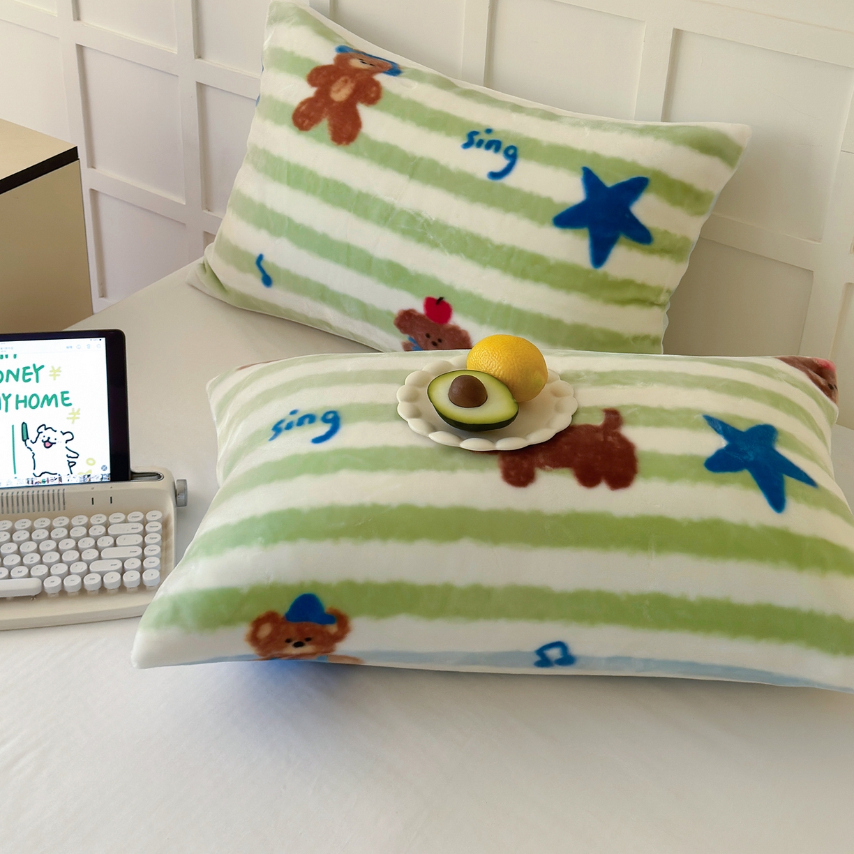 91家纺网 家纺一手货源 找家纺 舒隅家纺 2025新款双层印花云毯毛毯毯子 涂鸦音乐会