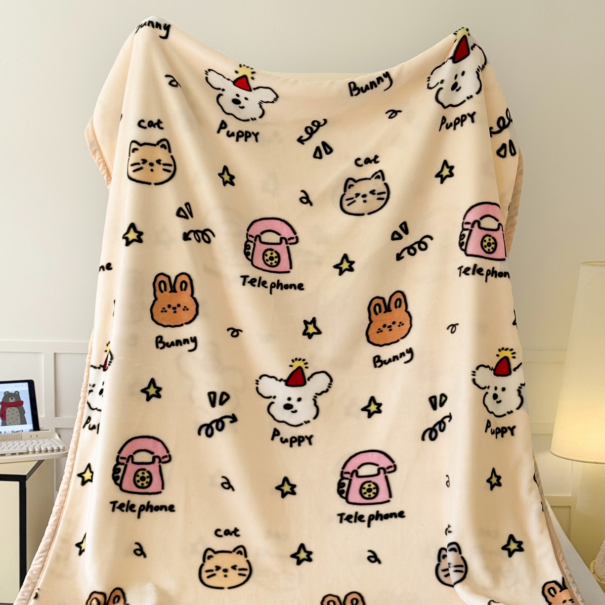 91家纺网 家纺一手货源 找家纺 舒隅家纺 2025新款双层印花云毯毛毯毯子 晚安班尼-米