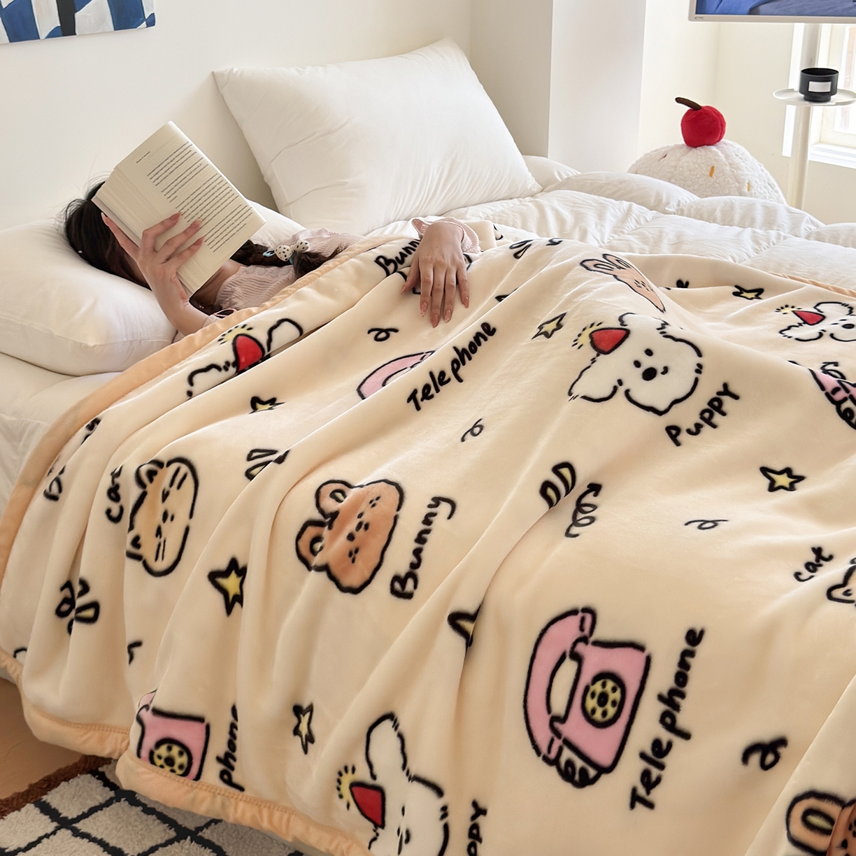 91家纺网 家纺一手货源 找家纺 舒隅家纺 2025新款双层印花云毯毛毯毯子 晚安班尼-米