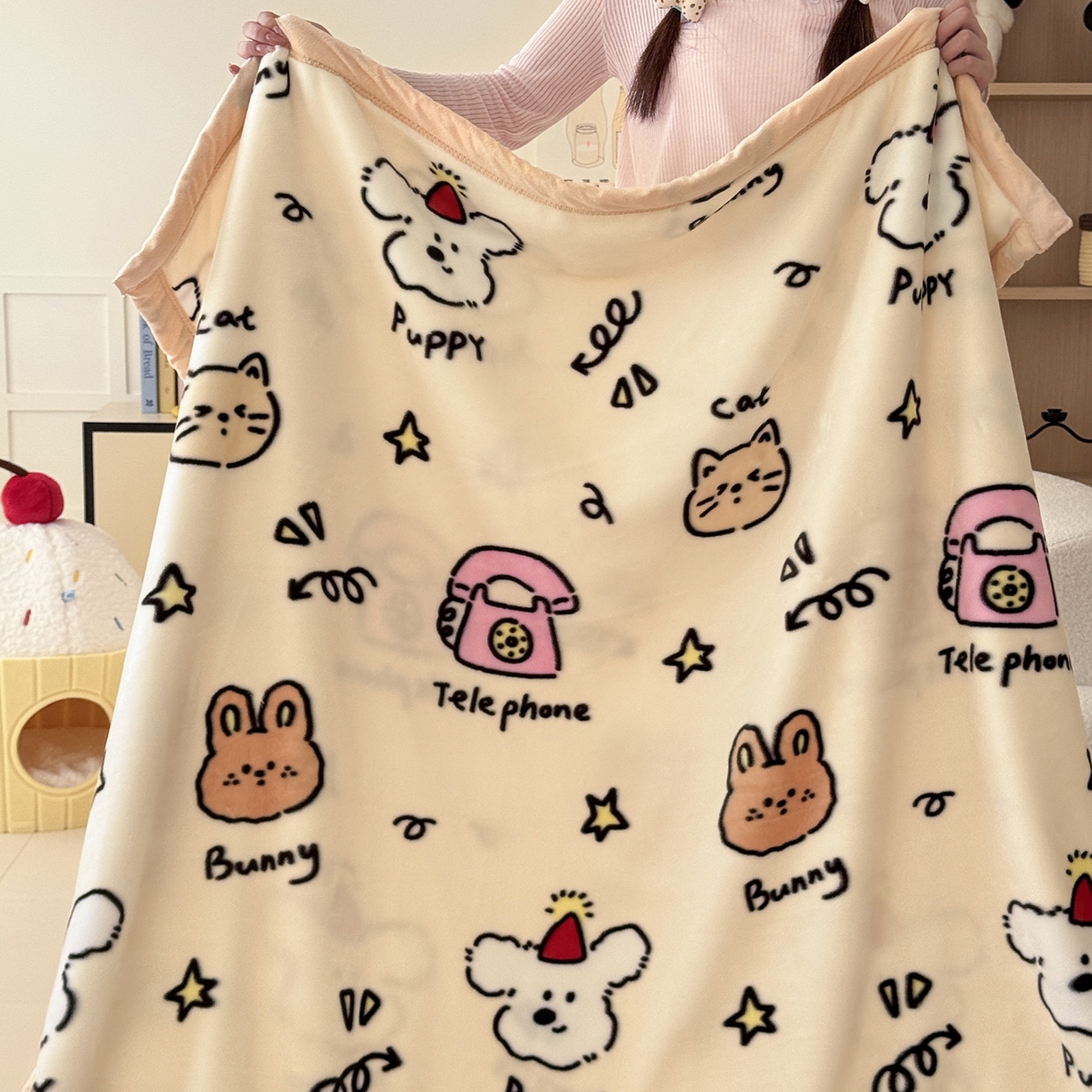 91家纺网 家纺一手货源 找家纺 舒隅家纺 2025新款双层印花云毯毛毯毯子 晚安班尼-米