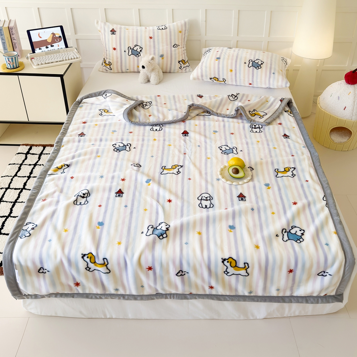 91家纺网 家纺一手货源 找家纺 舒隅家纺 2025新款双层印花云毯毛毯毯子 游园时光