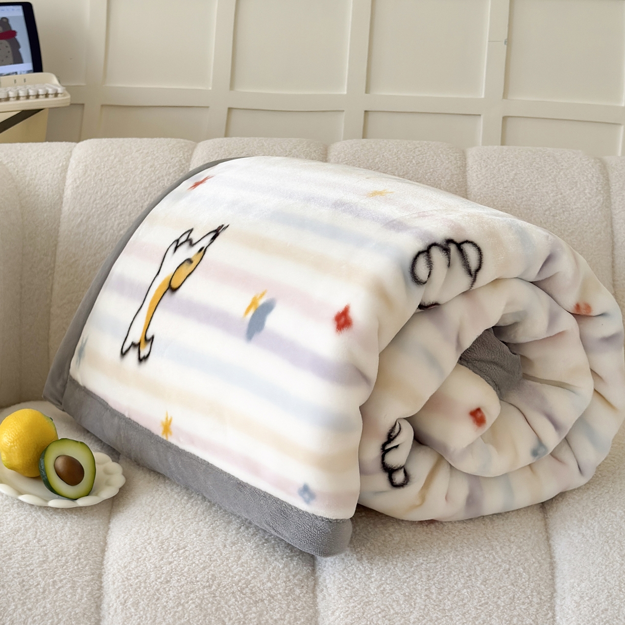 91家纺网 家纺一手货源 找家纺 舒隅家纺 2025新款双层印花云毯毛毯毯子 游园时光