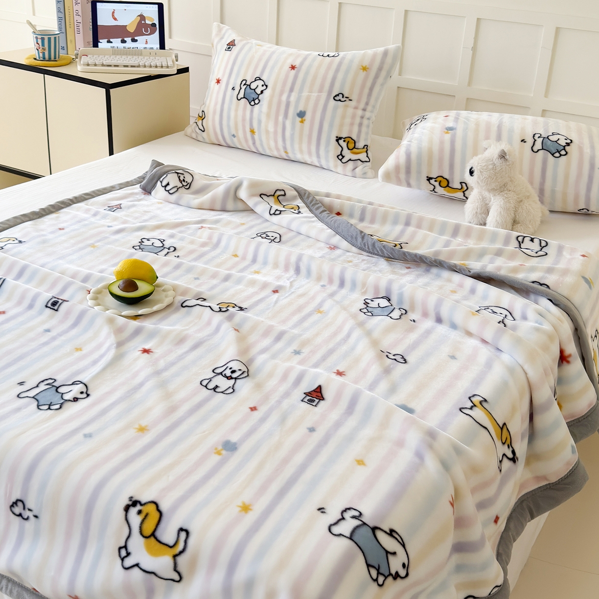 91家纺网 家纺一手货源 找家纺 舒隅家纺 2025新款双层印花云毯毛毯毯子 游园时光