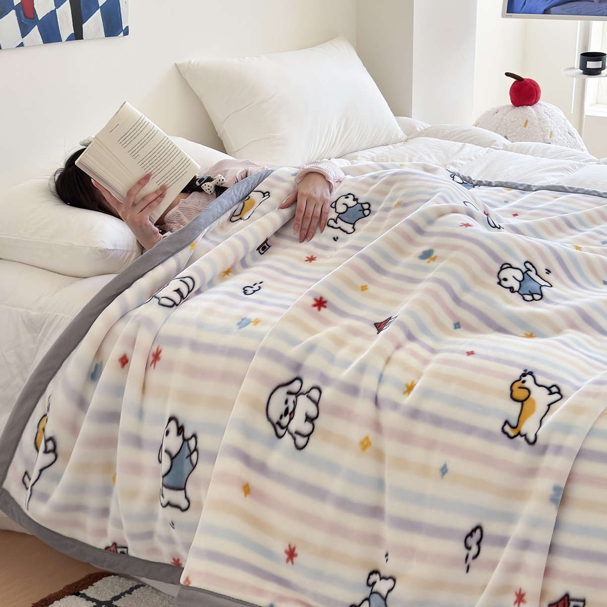 91家纺网 家纺一手货源 找家纺 舒隅家纺 2025新款双层印花云毯毛毯毯子 游园时光