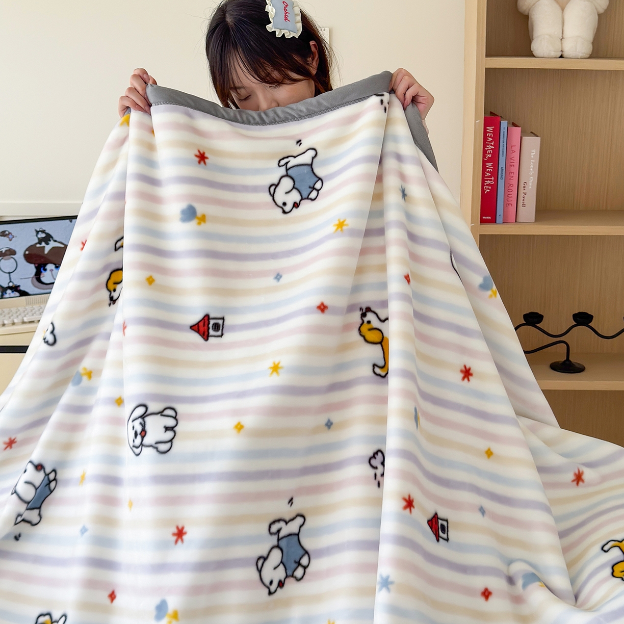 91家纺网 家纺一手货源 找家纺 舒隅家纺 2025新款双层印花云毯毛毯毯子 游园时光