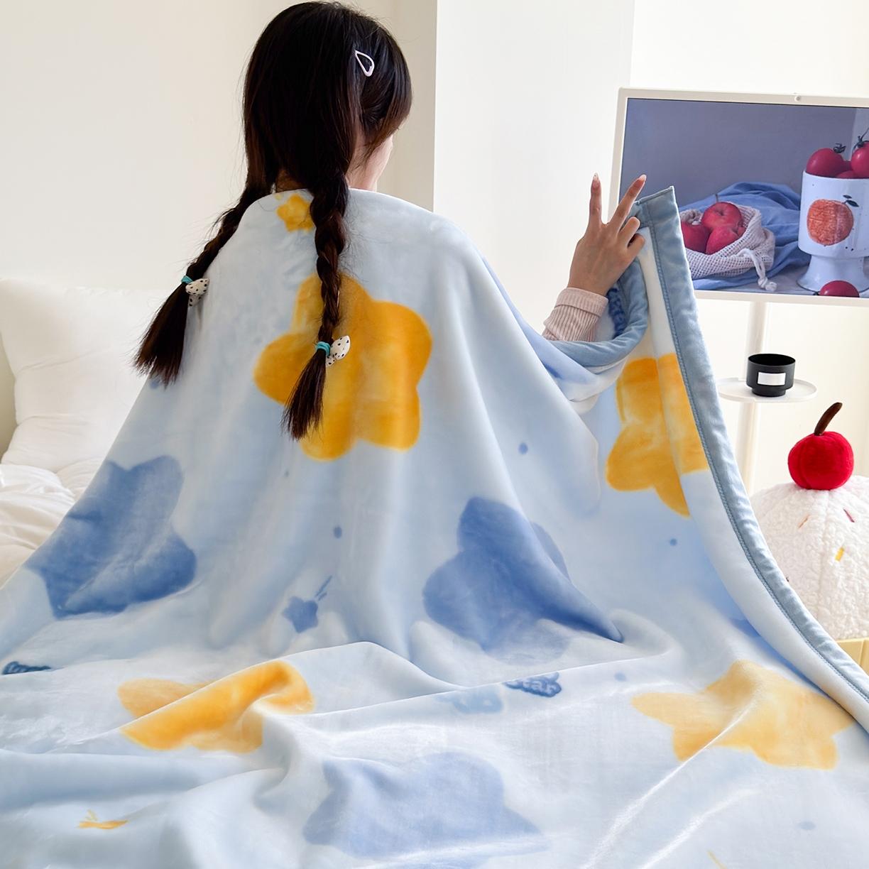 91家纺网 家纺一手货源 找家纺 舒隅家纺 2025新款双层印花云毯毛毯毯子 闪烁星河