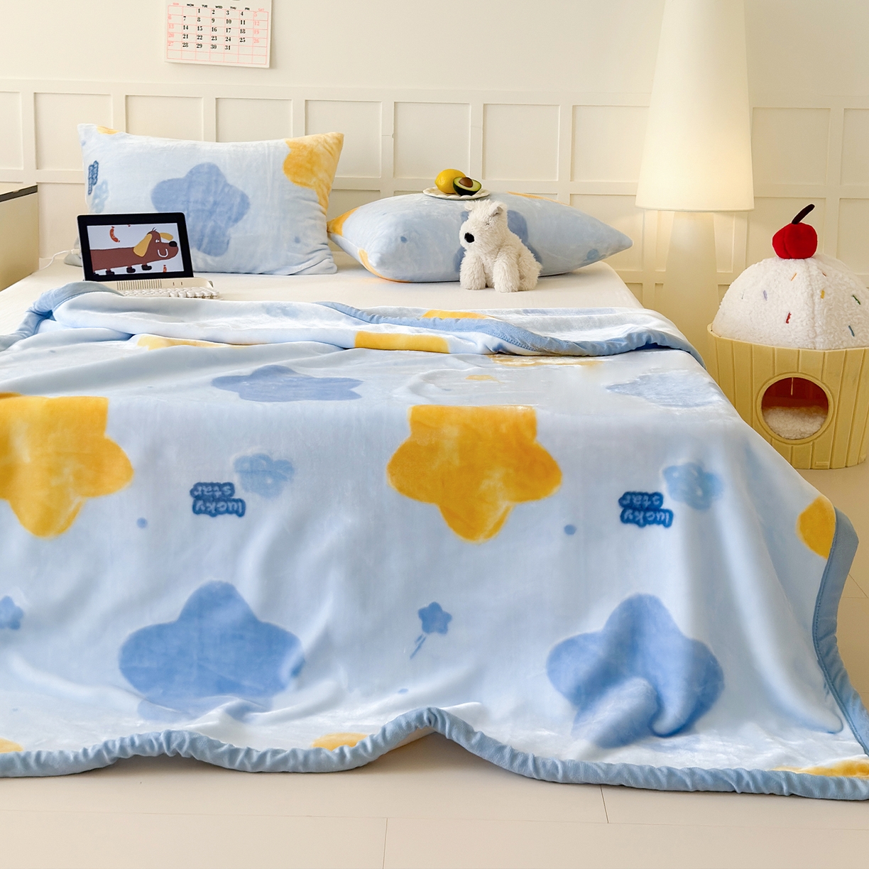 91家纺网 家纺一手货源 找家纺 舒隅家纺 2025新款双层印花云毯毛毯毯子 闪烁星河