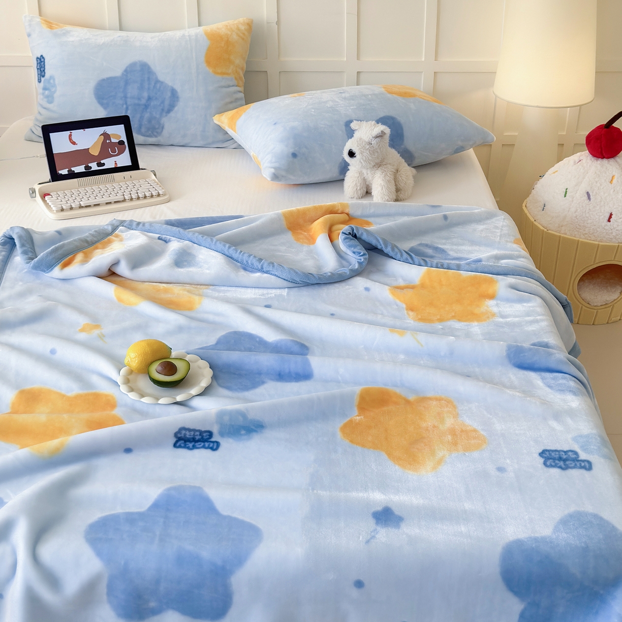 91家纺网 家纺一手货源 找家纺 舒隅家纺 2025新款双层印花云毯毛毯毯子 闪烁星河