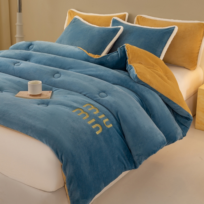 91家纺网 家纺一手货源 找家纺 梦初语 2025新款牛奶绒被子冬被冬季加厚保暖棉被宿舍单人被芯2025新款被褥（热款产品） min-兰