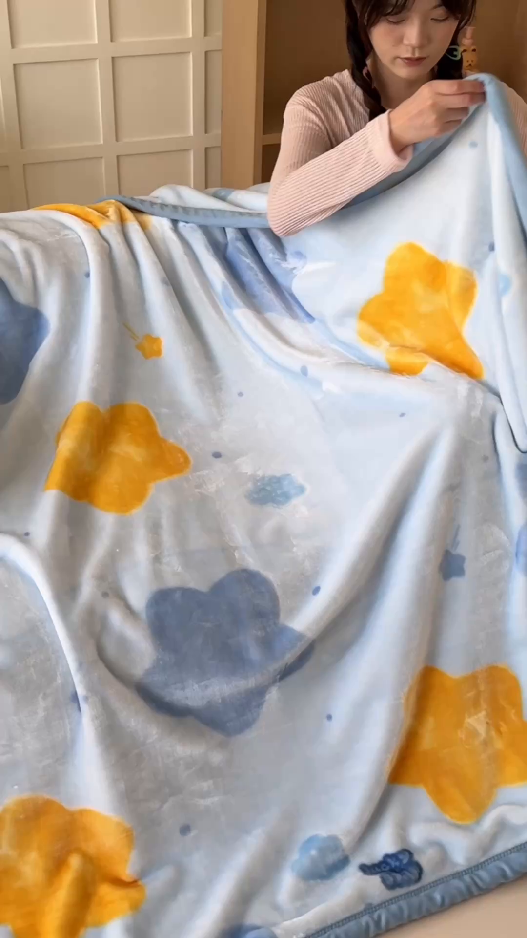 91家纺网 家纺一手货源 找家纺 舒隅家纺 2025新款双层印花云毯毛毯毯子 闪烁星河