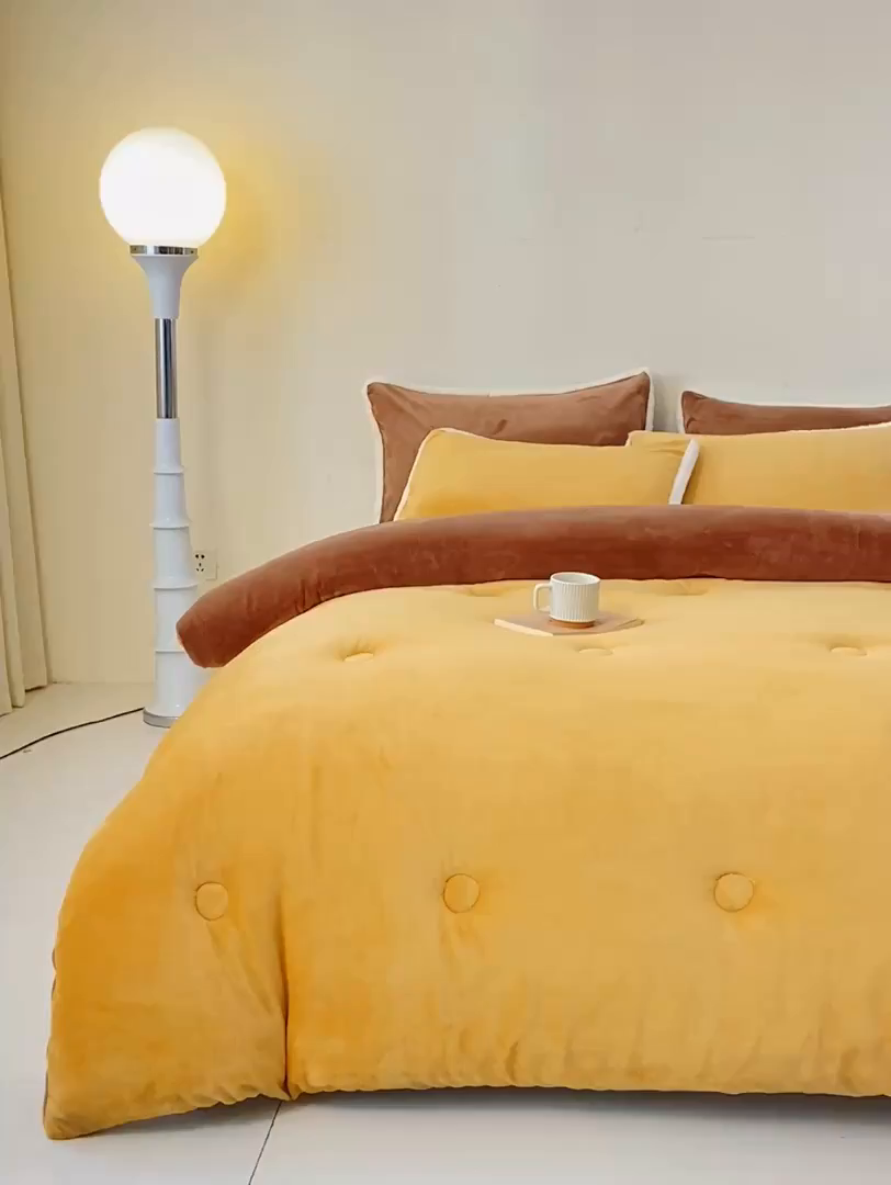 91家纺网 家纺一手货源 找家纺 梦初语 2025新款牛奶绒被子冬被冬季加厚保暖棉被宿舍单人被芯2025新款被褥（热款产品） min-咖