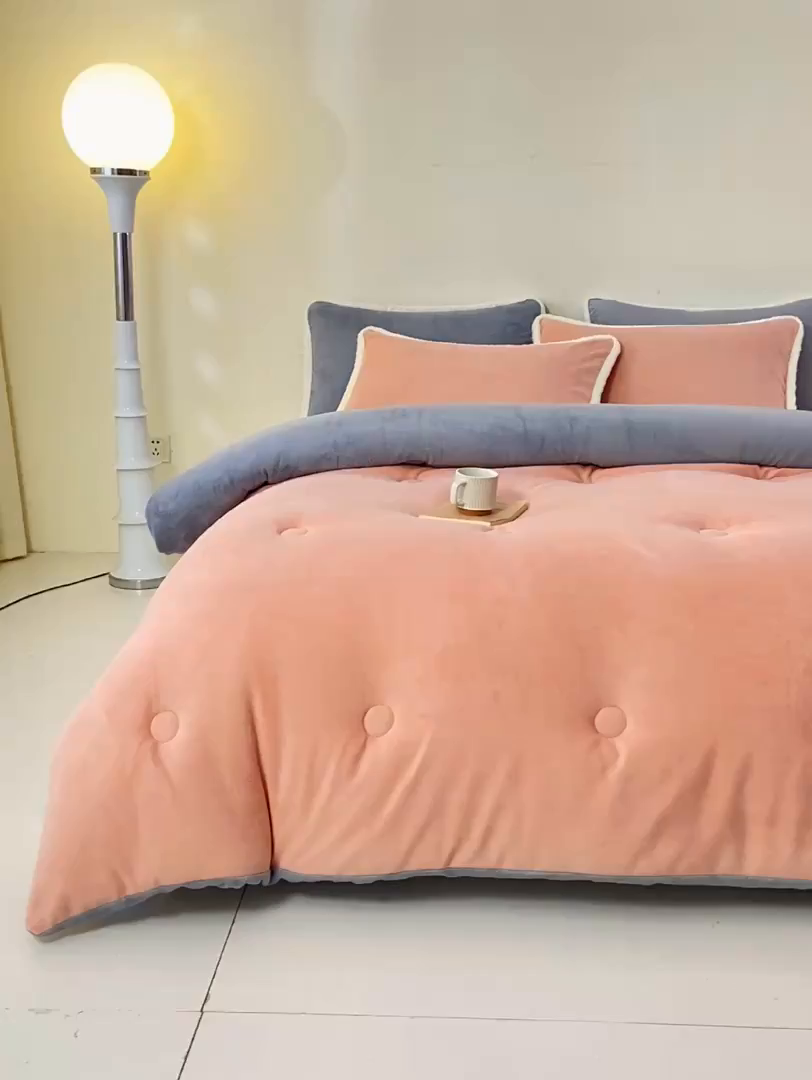 91家纺网 家纺一手货源 找家纺 梦初语 2025新款牛奶绒被子冬被冬季加厚保暖棉被宿舍单人被芯2025新款被褥（热款产品） min-玉