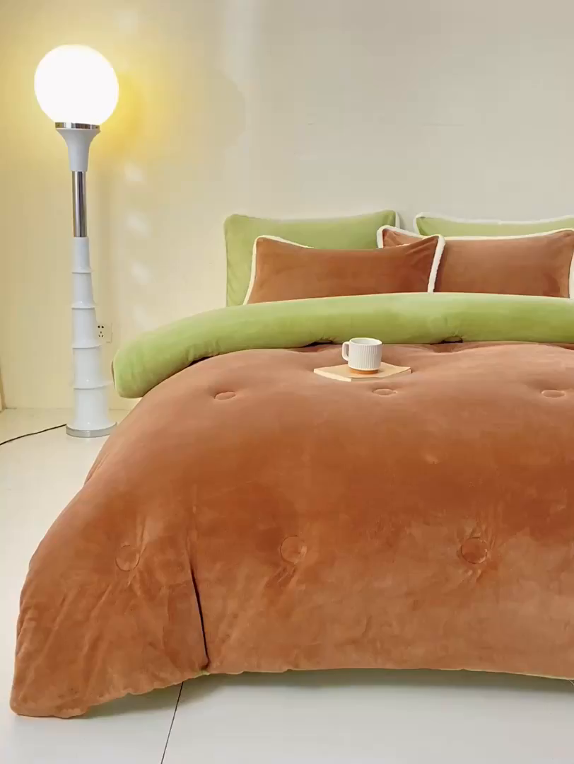 91家纺网 家纺一手货源 找家纺 梦初语 2025新款牛奶绒被子冬被冬季加厚保暖棉被宿舍单人被芯2025新款被褥（热款产品） min-棕