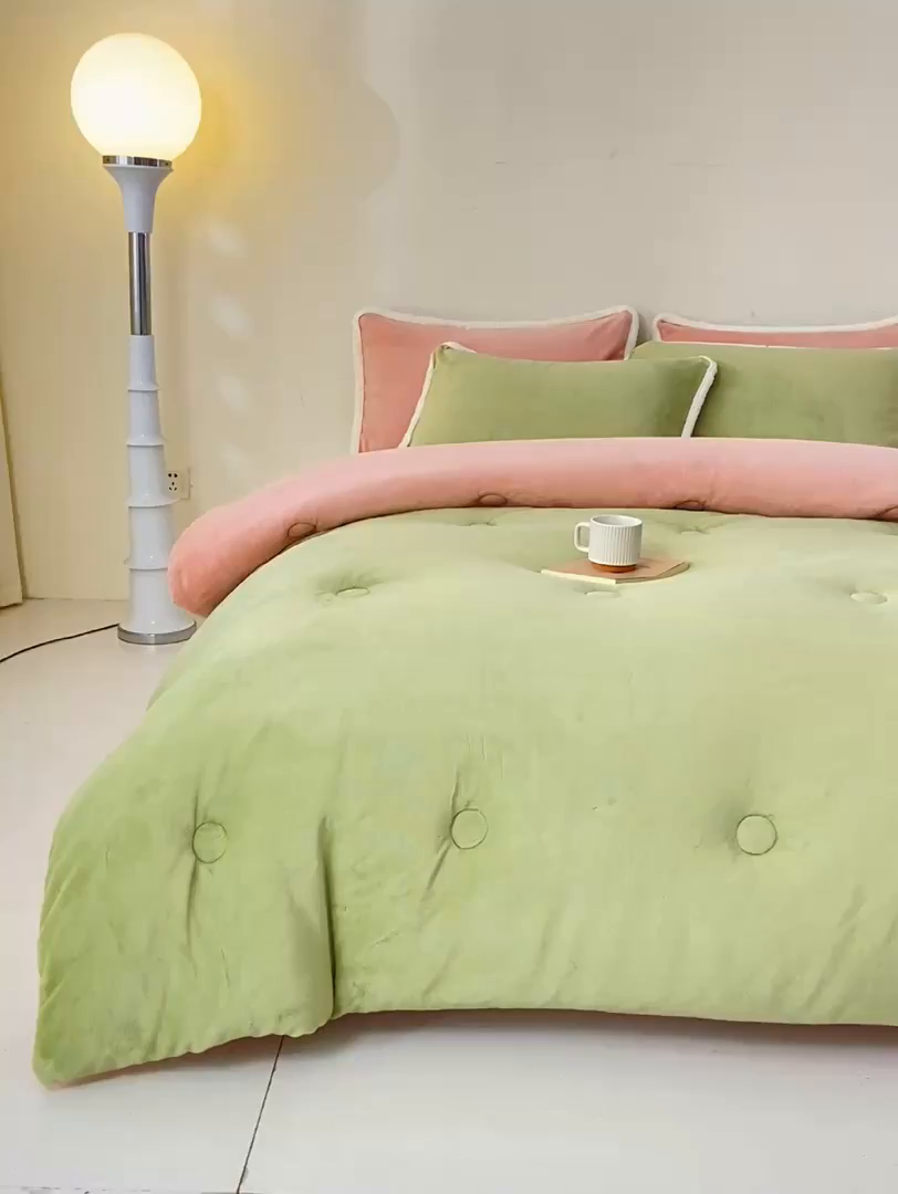 91家纺网 家纺一手货源 找家纺 梦初语 2025新款牛奶绒被子冬被冬季加厚保暖棉被宿舍单人被芯2025新款被褥（热款产品） min-绿