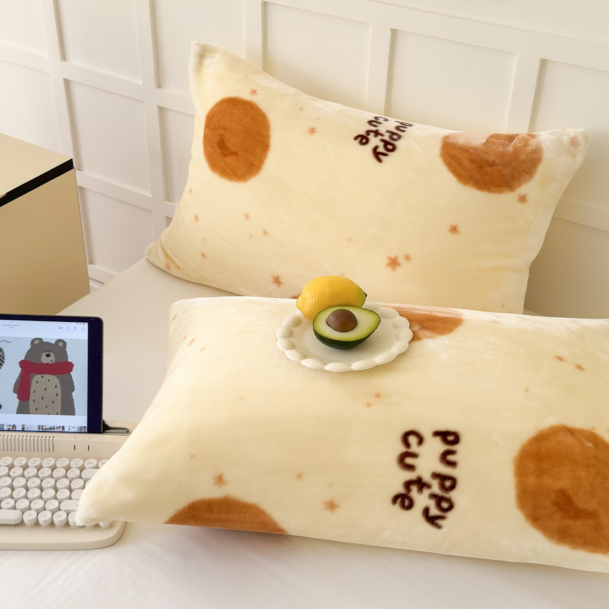 91家纺网 家纺一手货源 找家纺 舒隅家纺 2025新款双层印花云毯毛毯毯子 梦幻波点-棕