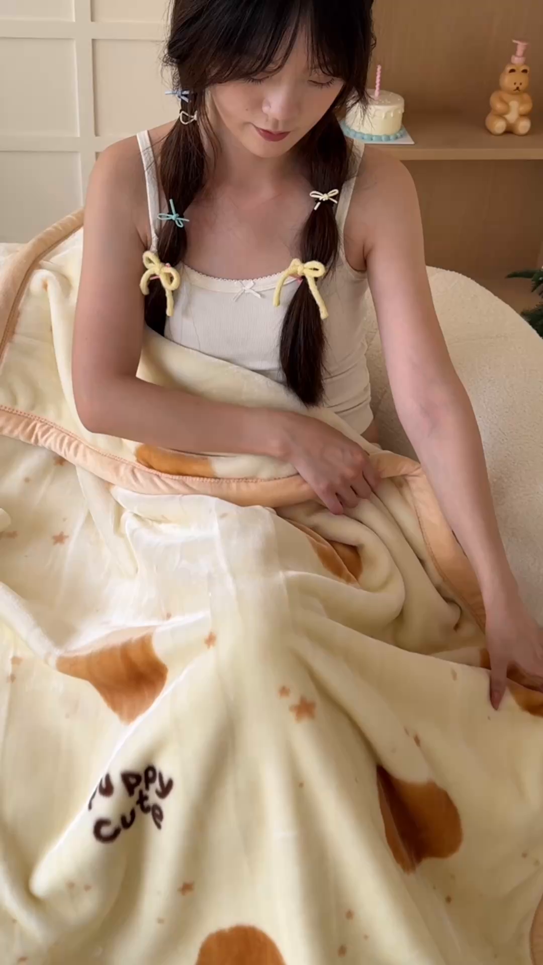 91家纺网 家纺一手货源 找家纺 舒隅家纺 2025新款双层印花云毯毛毯毯子 梦幻波点-棕